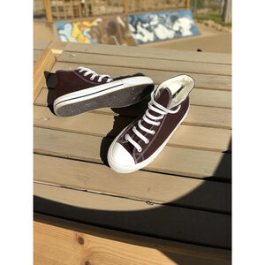 Women’s size 9 Chocolate Brown & White High-Top Casual Canvas Sneakers Unisex